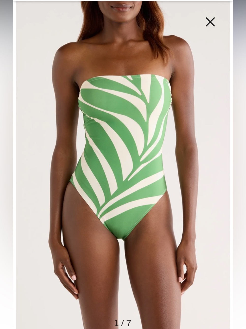 NWT & Other Stories Sz 12 Womens Green Leaf Strapless One-Piece Swimsuit Ret $98 - Picture 4 of 15